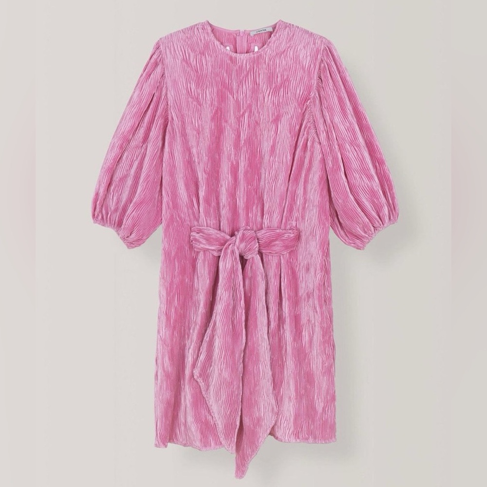 GANNI plisse mini dress moonlight mauve size EU 40